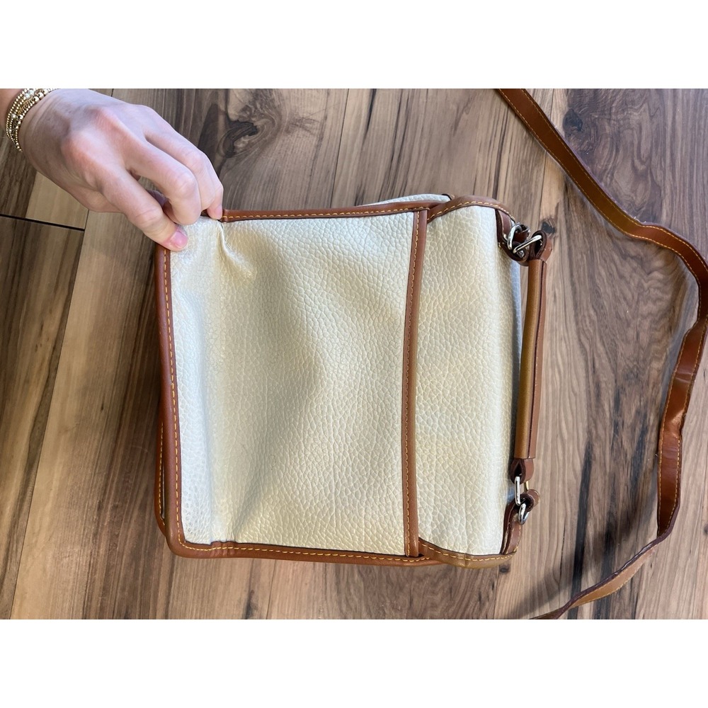 Dooney & Bourke Cream and Brown Leather Crossbody Bag - Picture 8 of 16